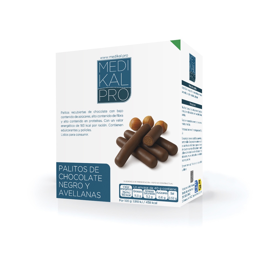 Palitos de chocolate negro con avellanas (4 uds)