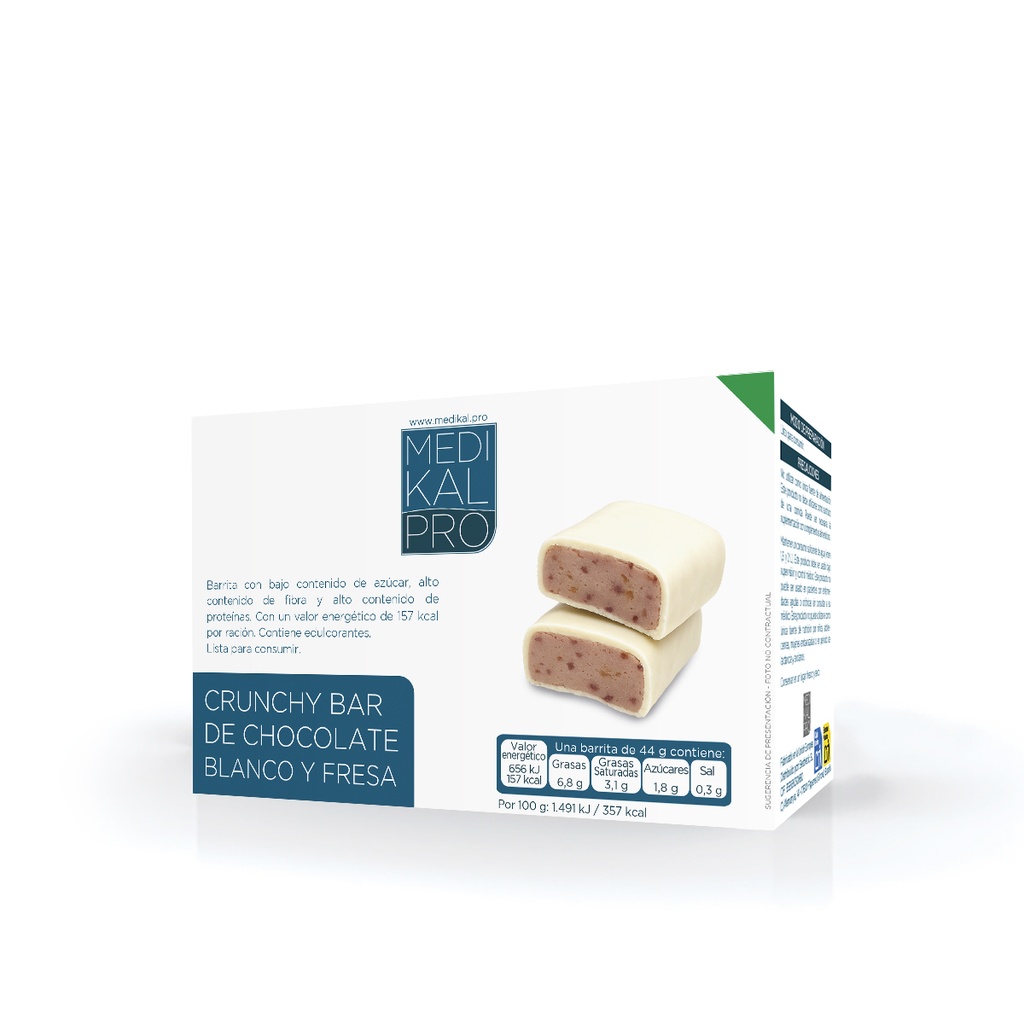 Crunchy Bar de chocolate blanco y fresa (5 uds)