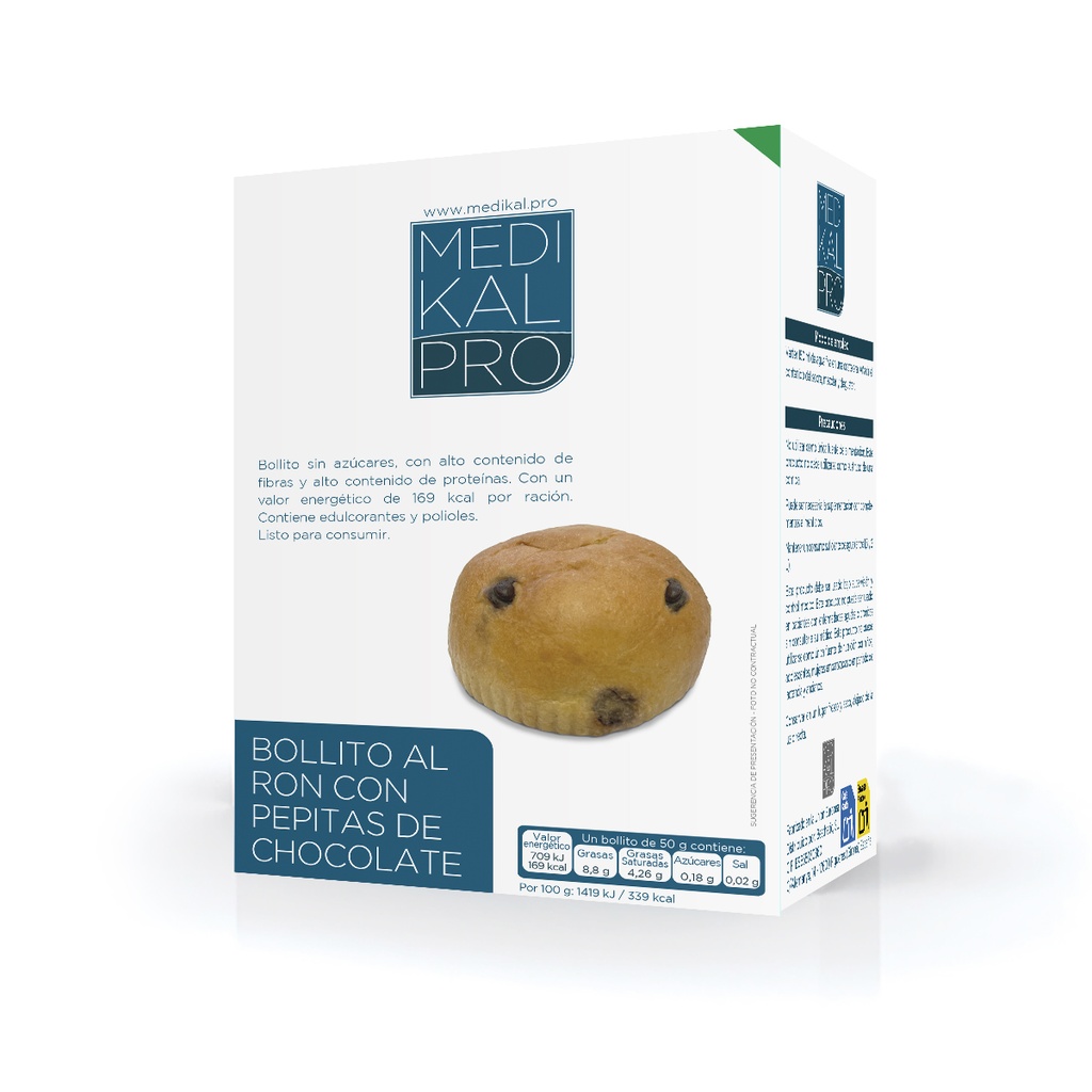 Bollito al Ron con pepitas de chocolate (4 uds)