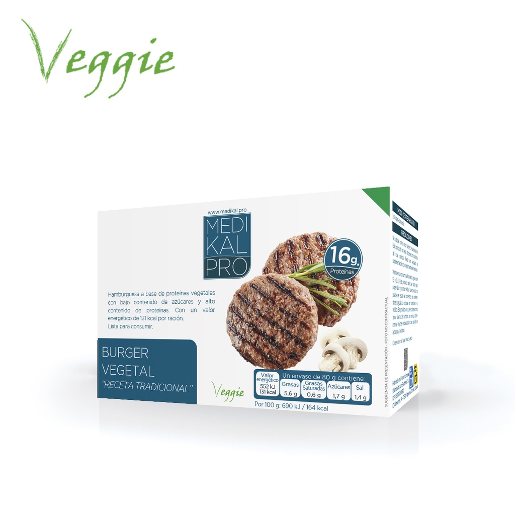 Burger vegetal receta tradicional (3 uds)