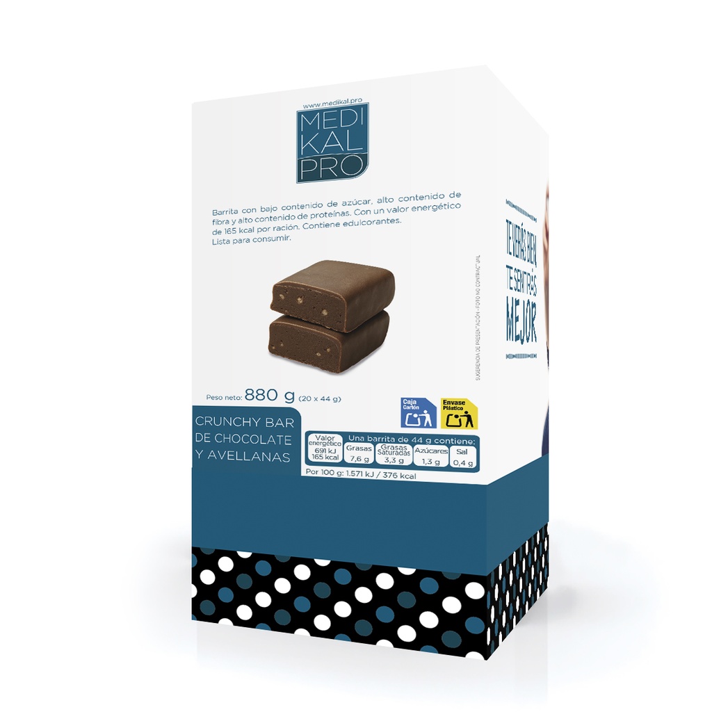 Formato económico de Crunchy Bar de chocolate y avellanas (20 uds)